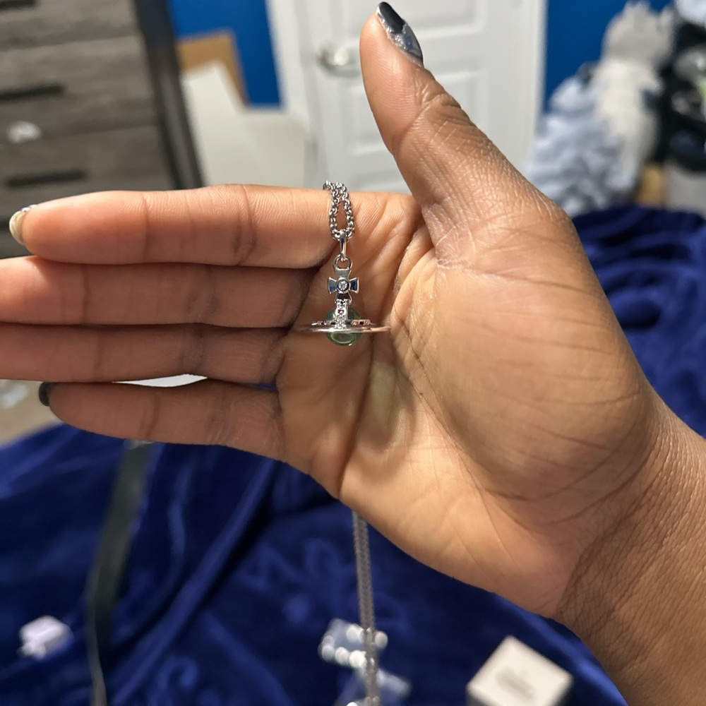 Vivienne Westwood Small green orb necklace